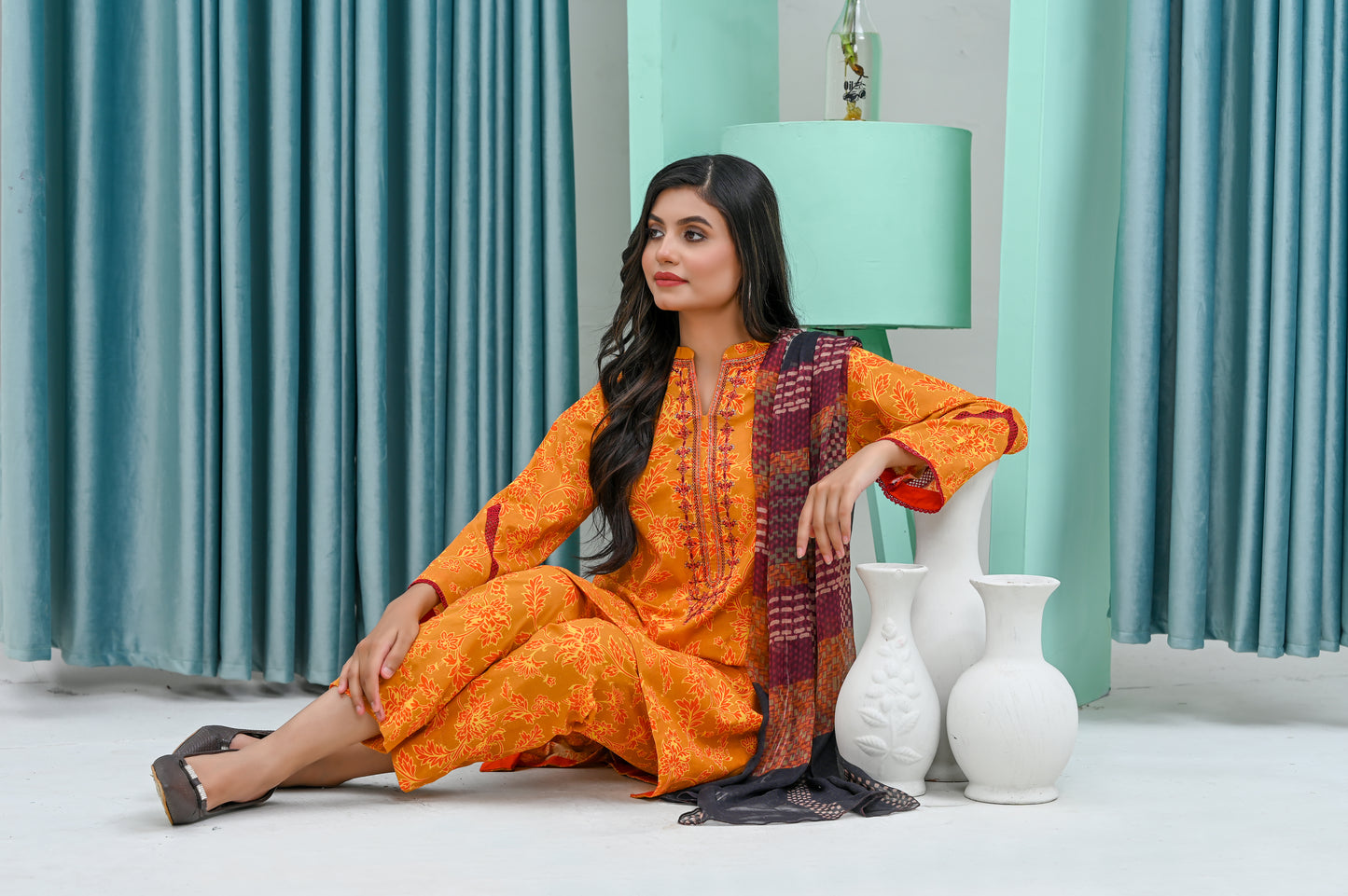 3 Piece Embroidered Lawn Suit (Pret)